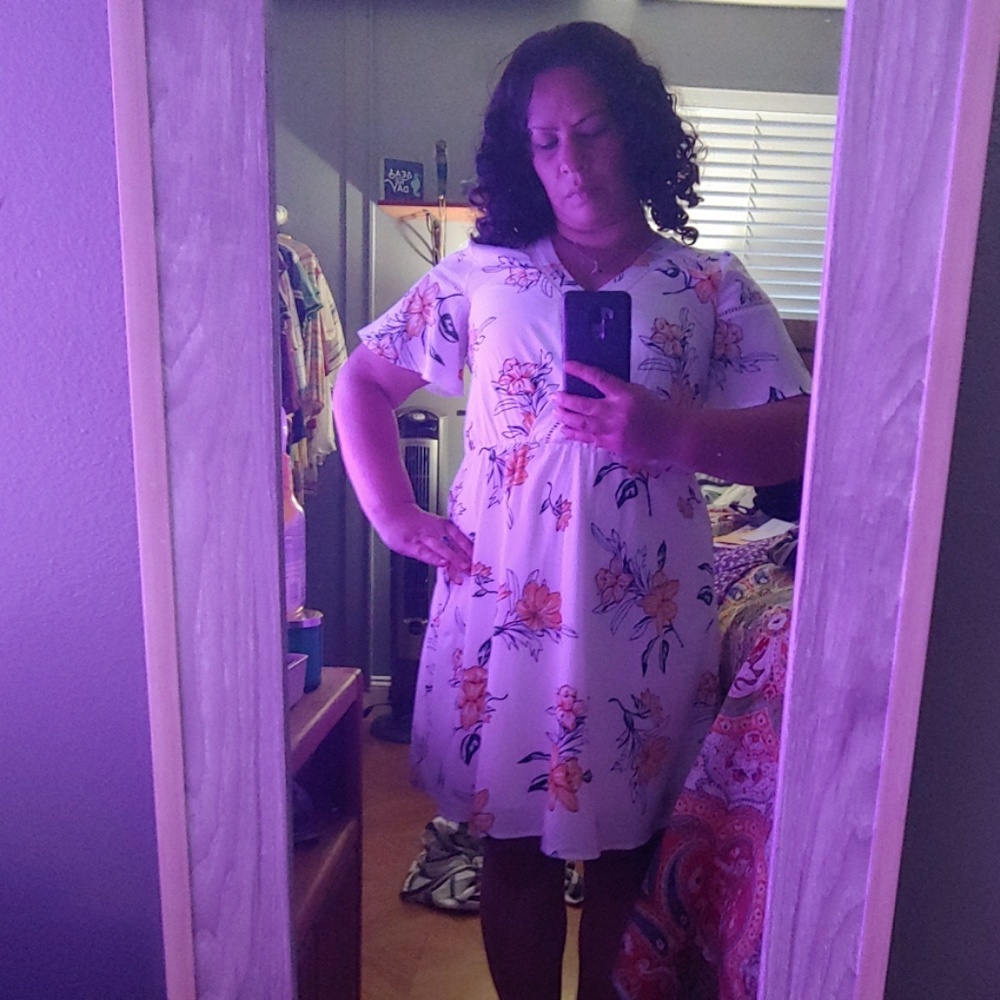 White & Yellow Floral Dress Size Small